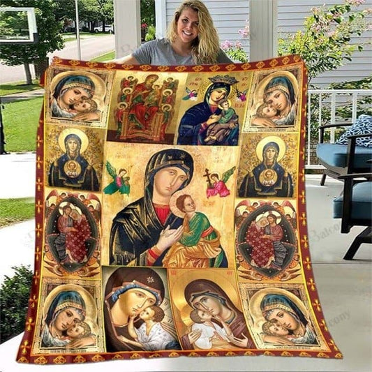 VIRGIN MARY AND HER CHILD THROW BLANKET ktclubs.com
