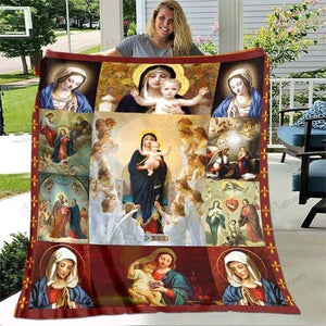 VIRGIN MARY HOLDING JESUS THROW BLANKET ktclubs.com