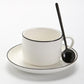 Tea Cup and Saucer Set, Large Ceramic Cup, Simple Coffee Cup and Saucer Set, Black Coffee Cup, Green Teacup, White Coffee Mug