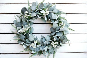 Year Round Lamb’s Ear and Eucalyptus Wreath, Farmhouse Wreath for Front Door, Year Round Greenery Wreath, Everyday Wreath, Rustic Wreath ktclubs.com