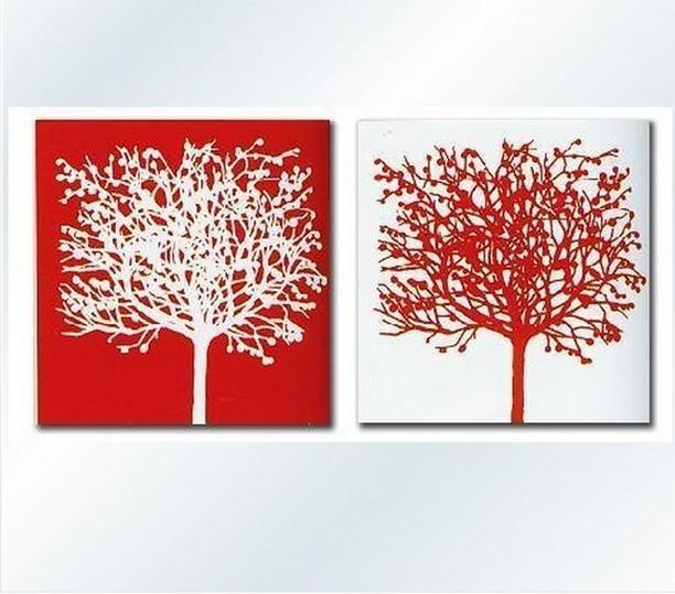 Red and White Art, Abstract Painting, Wall Hanging, Dining Room Wall Art, Modern Art, Hand Painted Art, Large Art, Tree Painting
