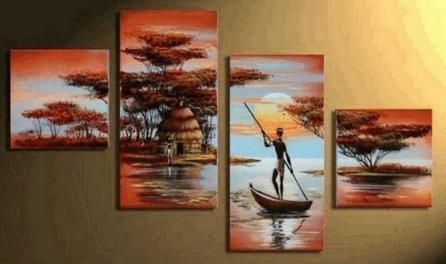 Sunset Boating Painting, Extra Large Painting, African Painting, Abstract Art, Living Room Wall Art, Modern Art, Extra Large Wall Art, Contemporary Art, Modern Art Painting