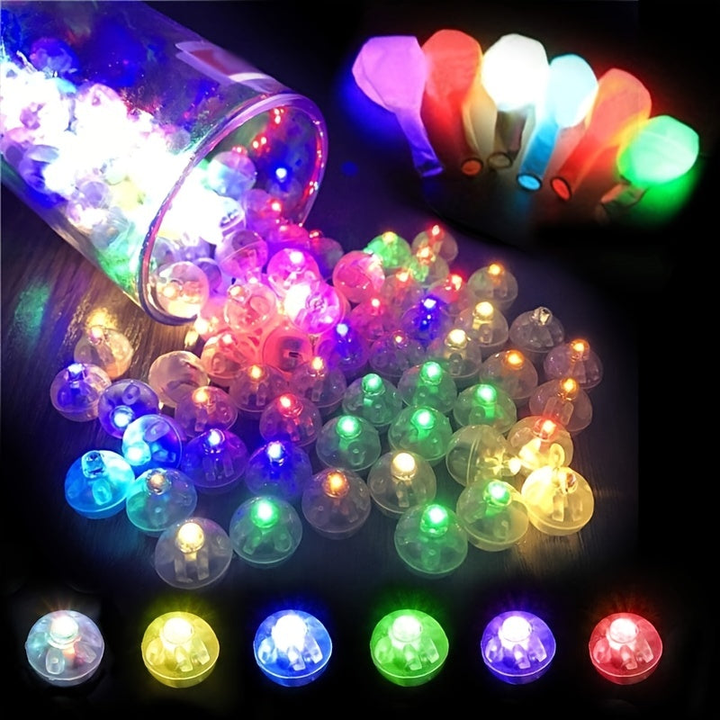 50pcs Multicolor LED Balloon Light Rainbow Colored Round Led Flash Mini Ball Light For Paper Lantern Balloon Indoor Outdoor Party Event Fun Birthday Party Wedding Halloween Christmas Decorations