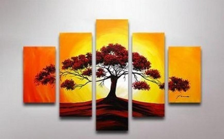 Tree of Life Painting, Ready to Hang, Large Art, Abstract Art, Extra Large Painting, 5 Piece Canvas Art, Canvas Art