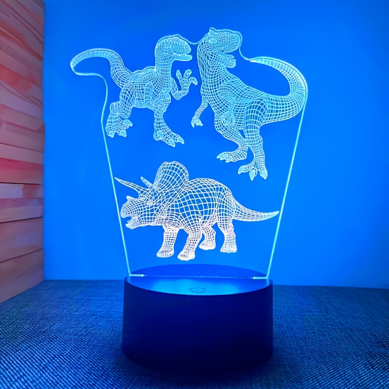 1pc Creative 3D Night Light, Dinosaur Collection, USB Atmosphere Desk Lamp, With Touch Button, 7.2"x5.43"