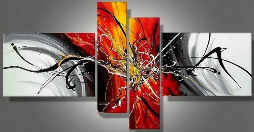 Simple Canvas Art Painting, Modern Abstract Painting, Acrylic Painting for Living Room, 4 Piece Wall Art, Contemporary Acrylic Paintings