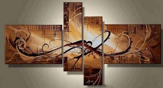 Simple Canvas Art Painting, Acrylic Art Painting on Canvas, 4 Panel Wall Art, Canvas Painting for Sale, Hand Painted Acrylic Paintings