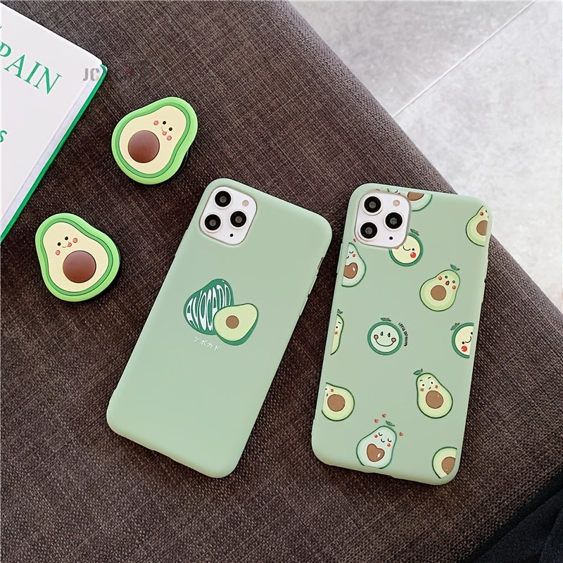 3D Luxury Cute Cartoon Fruit Avocado Soft Silicone Phone Case  With Bracket