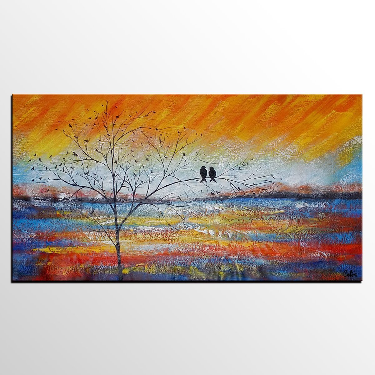 Acrylic Abstract Painting, Love Birds Painting, Living Room Wall Art Paintings, Custom Original Paintings, Acrylic Painting for Sale