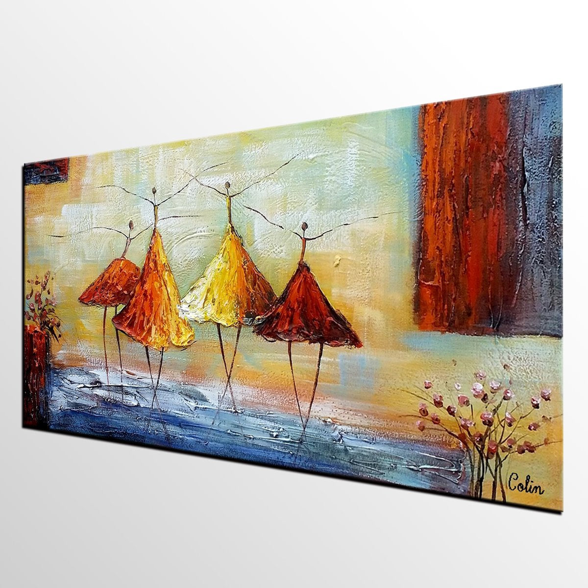 Dancing Painting, Heavy Texture Art Paintings, Acrylic Painting for Dining Room, Abstract Modern Painting, Ballet Dancer Painting, Custom Art