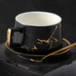 Large Tea Cup, White Coffee Cup, Black Coffee Mug, Ceramic Cup, Coffee Cup and Saucer Set