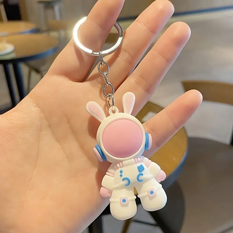 Multicolor 3D Soft Rubber Creative Space Rabbit Bunny Keychain