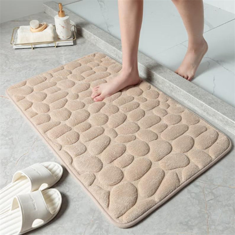 1pc Cobblestone Bathroom Rug, Non-Slip Padded Bath Mat For Shower, Comfortable Mat With Soft Cushion, Home Decor & Accessories