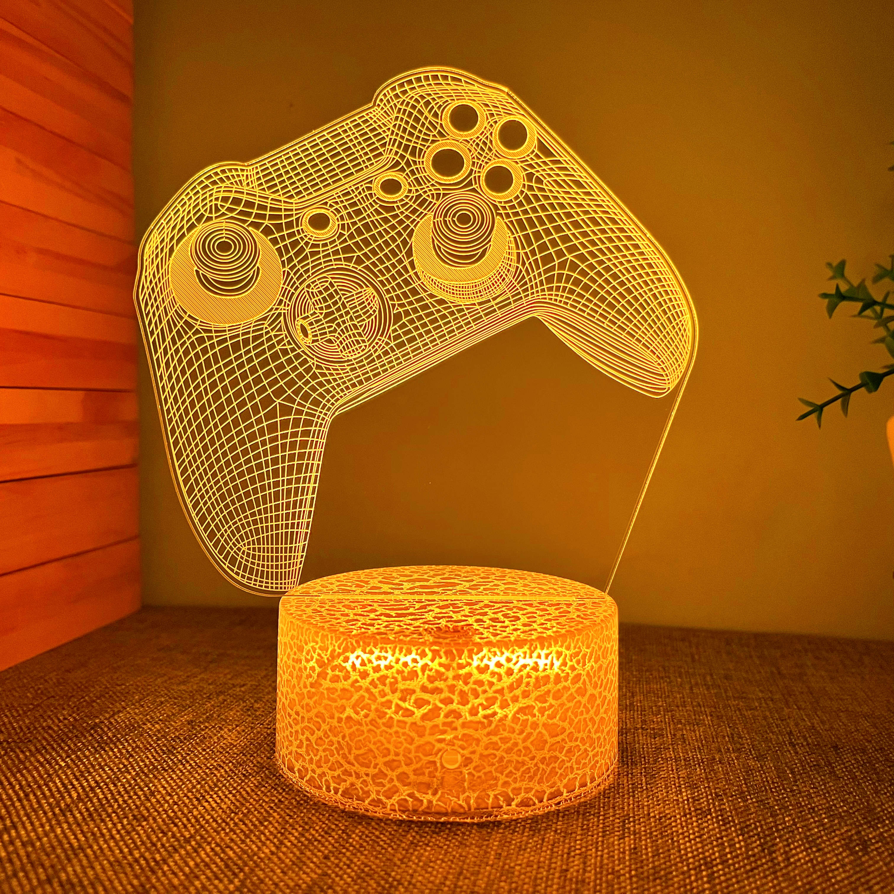 1pc 3D Night Light, Gamepad Shaped Atmosphere Desk Lamp, USB Charging, Decoration For Children's Room And Bedroom