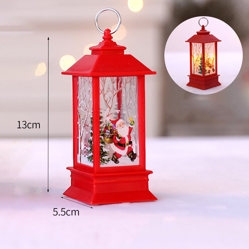 1pc Christmas Lantern Decoration, Vintage Style Hanging Electric Candle Oil Lamp, Christmas Ornaments For Tables & Desks, Holiday Home Decor