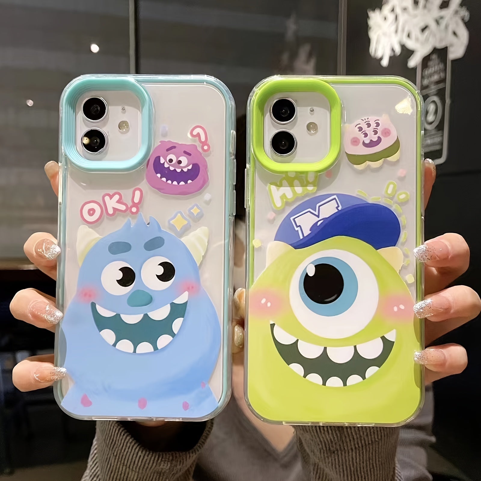 3 In 1 Cute Big-eyed Monster Couple Mobile Phone Case