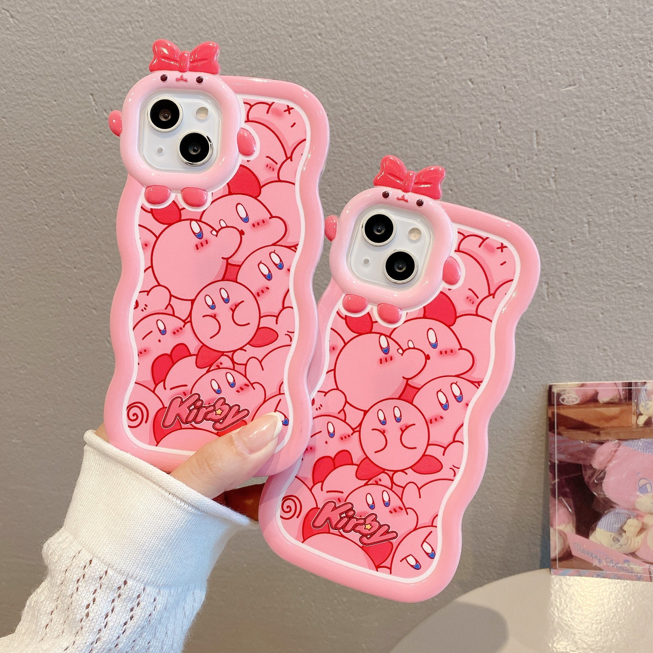 Cute Pink Star Kirby Pattern, Funny Little Monster Matte Shock-absorbing Phone Case