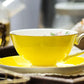 Elegant Yellow Ceramic Cups, Unique Royal Coffee Cup and Saucer, Beautiful British Tea Cups, Creative Bone China Porcelain Tea Cup Set