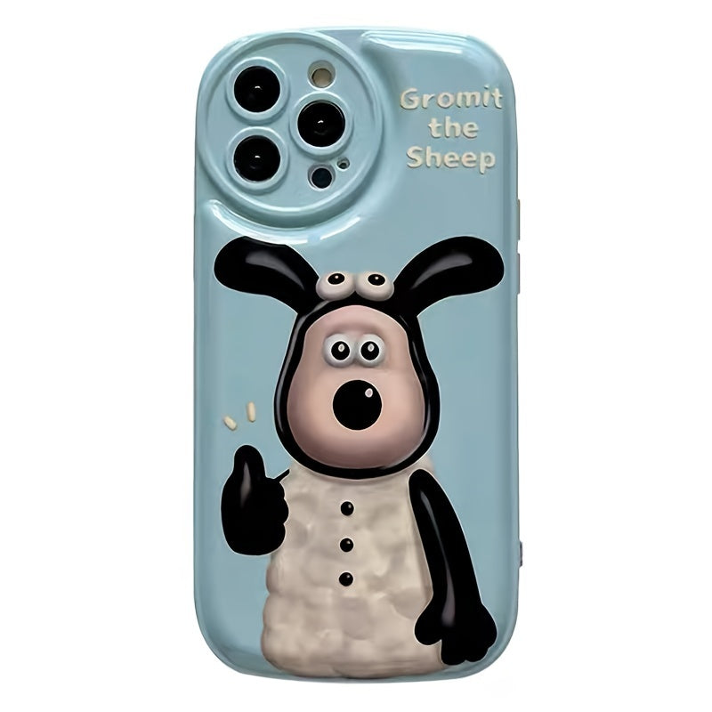 Blue Silicone Phone Case With Sheep Pattern