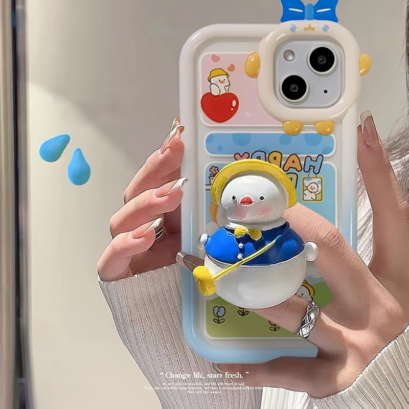 Cartoon Duck With 3D Backpack Phone Case