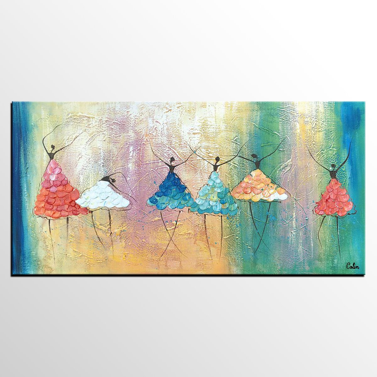 Simple Wall Art Ideas for Living Room, Ballet Dancer Painting, Large Acrylic Painting, Custom Canvas Painting, Modern Abstract Painting