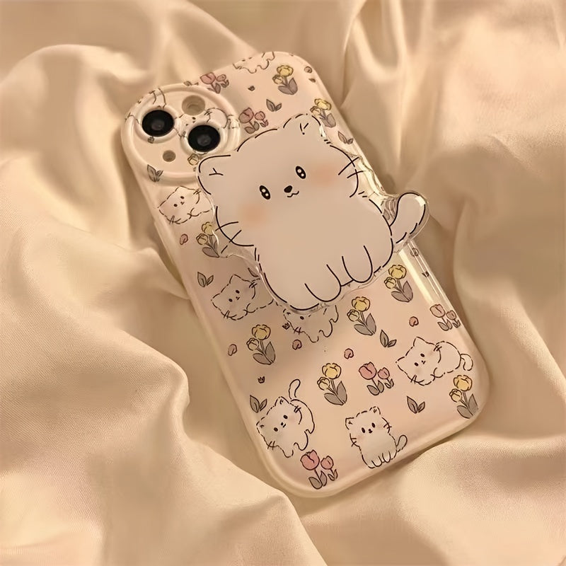 Cute Flower Cat Phone Case With Grip Phone Case