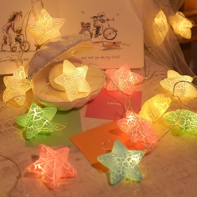 1pc Led Lantern, Crack Star String Lights, Decorative Lights, 4.9ft/1.5m, 10 Lights