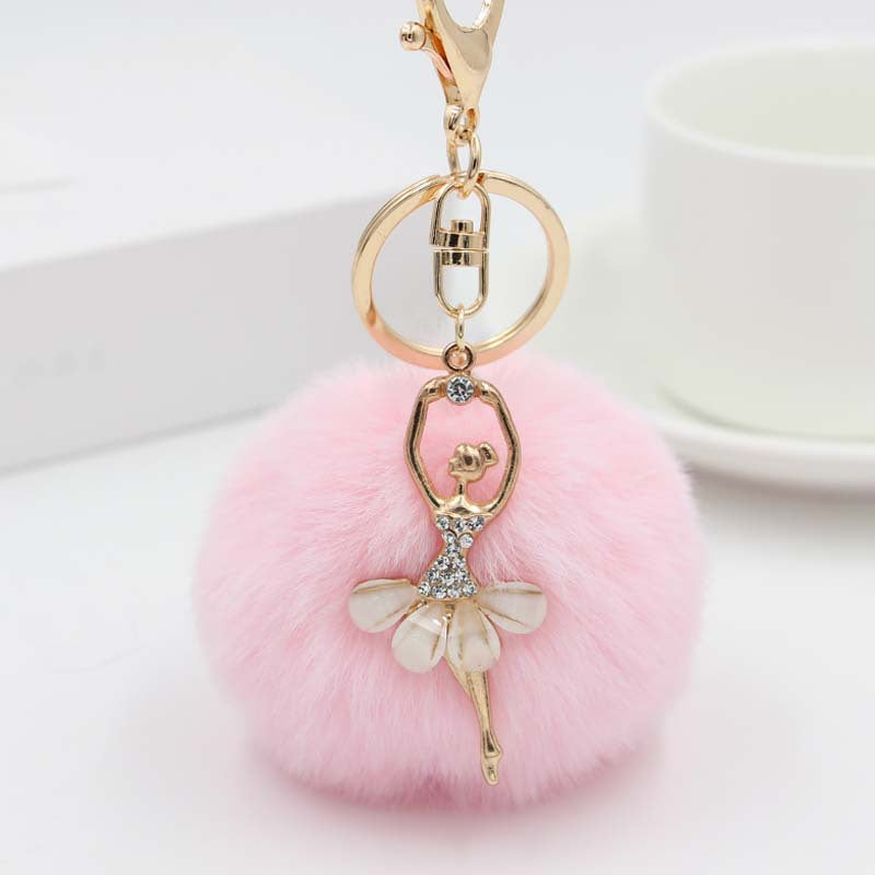 Cute Rhinestone Little Angel Car Keychain