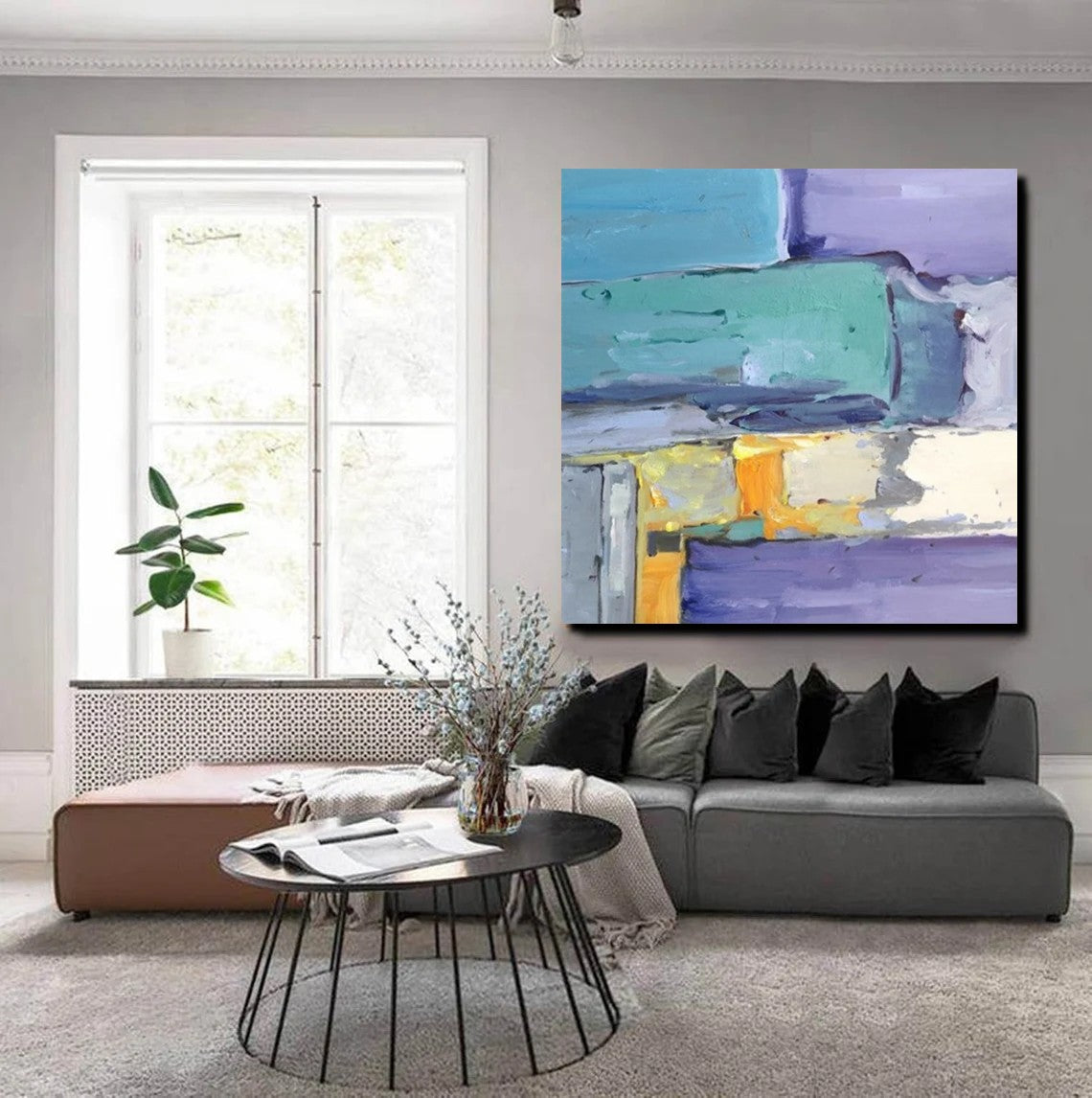 Canvas Painting for Living Room, Simple Modern Paintings, Blue Abstract Modern Paintings, Acrylic Painting on Canvas, Hand Painted Canvas Art