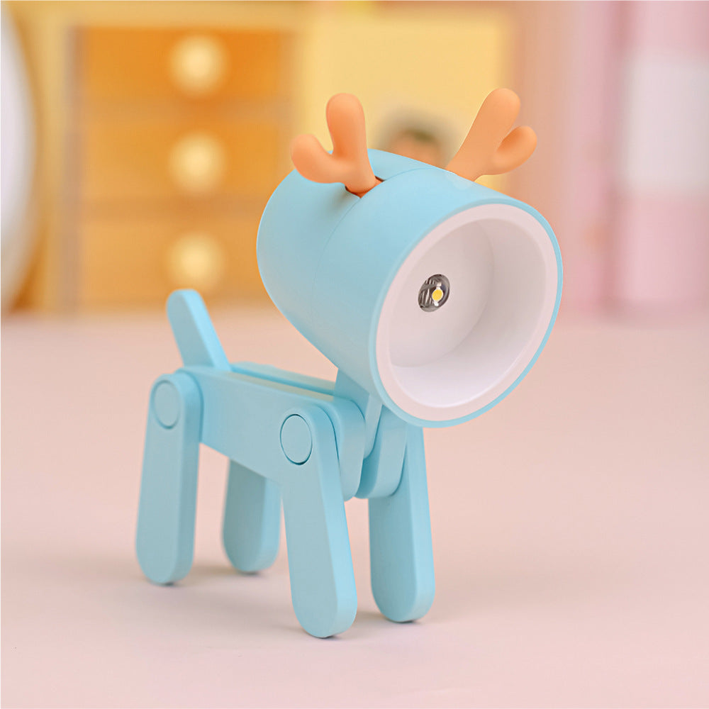 1pc Small Deer Desktop Decoration Night Light Table Lamp With 6 AG3 Button Coin Cell Batteries