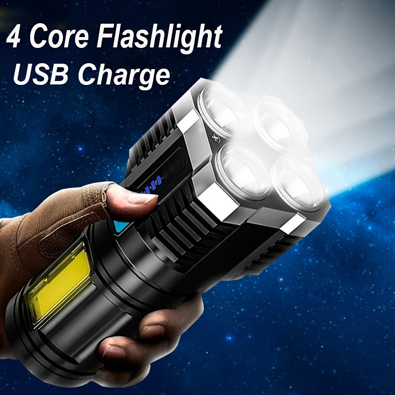 Multi-function LED Display Flashlight, 4-Mode Brightness Adjustment For Outdoor Emergency Use