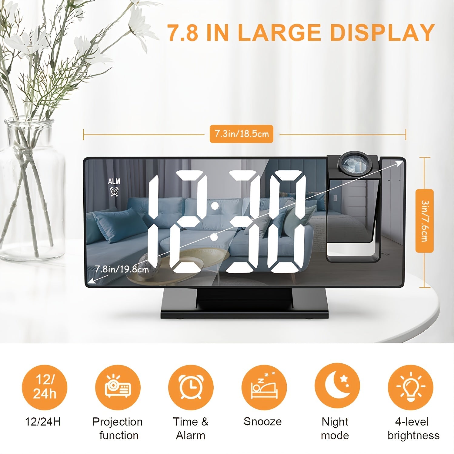 1pc Digital Alarm Clock, Digital Clock For Bedroom With Large LED Screen