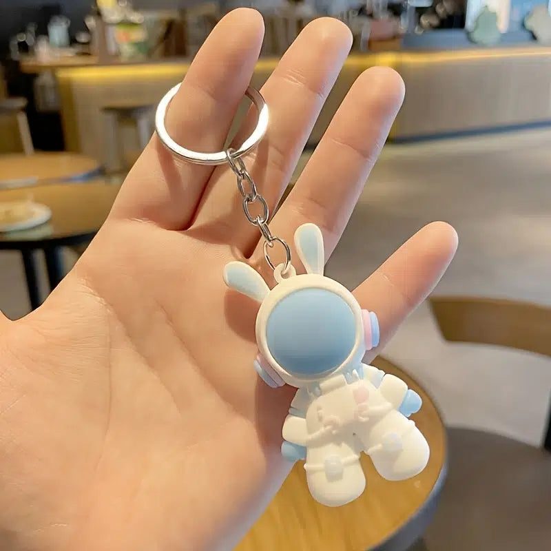 Multicolor 3D Soft Rubber Creative Space Rabbit Bunny Keychain