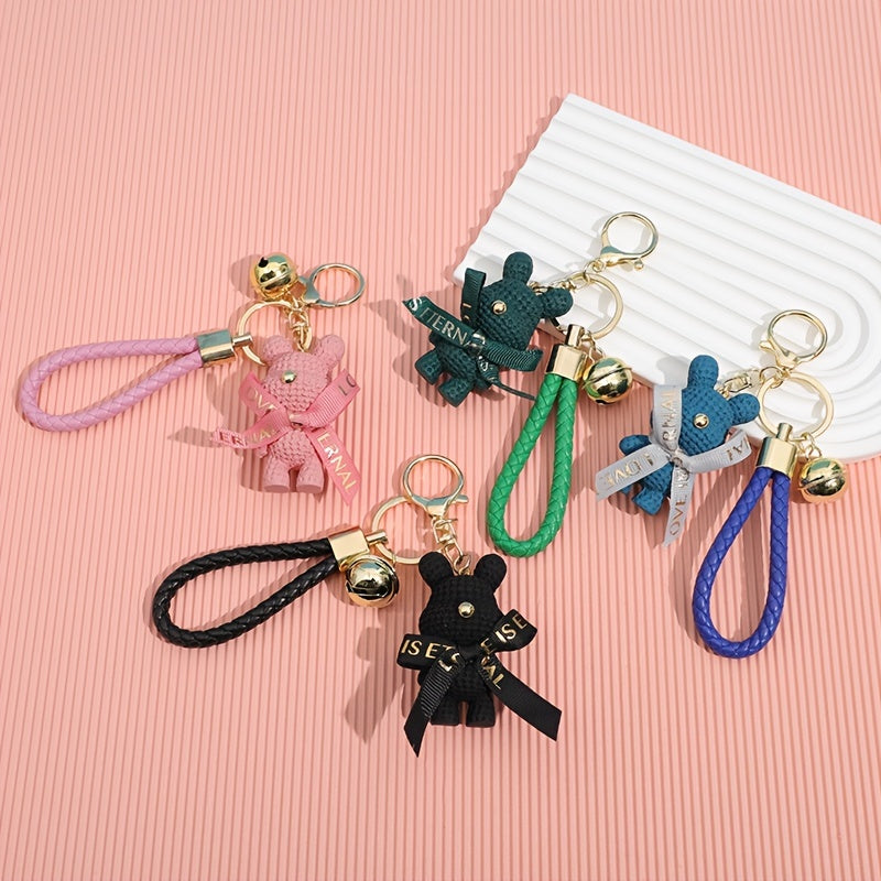 1pc Men&Women's Polyresin Cute Metal Fashionable Resin Teddy Rabbit Shaped Keychain