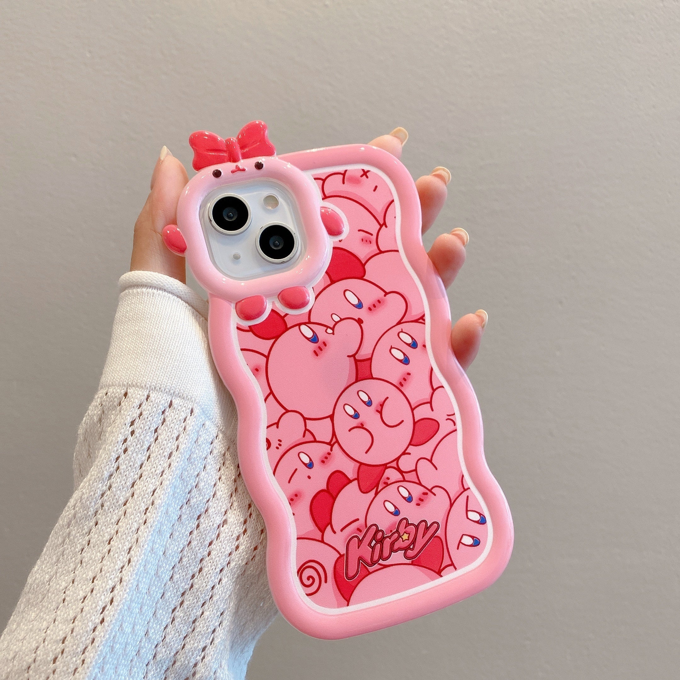 Cute Pink Star Kirby Pattern, Funny Little Monster Matte Shock-absorbing Phone Case