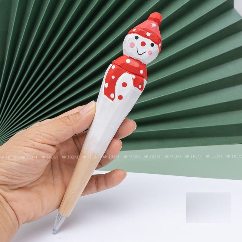 christmas gift series carved solid wood drill pen santa snowman ktclubs.com