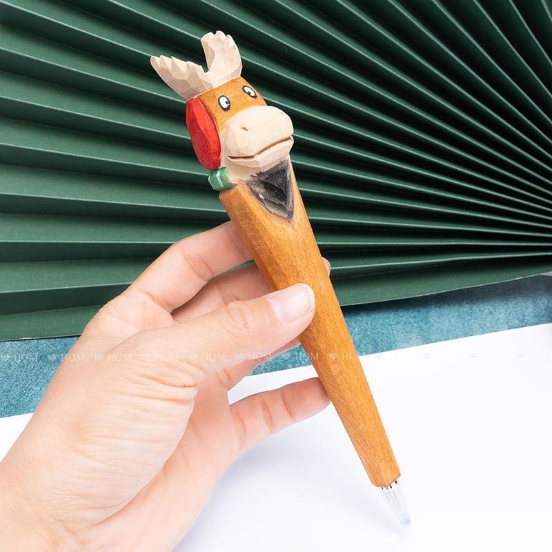 christmas gift series carved solid wood drill pen santa snowman ktclubs.com