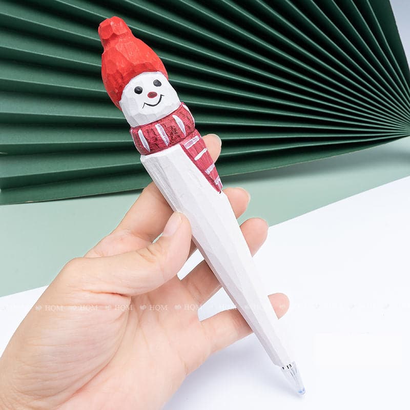 christmas gift series carved solid wood drill pen santa snowman ktclubs.com