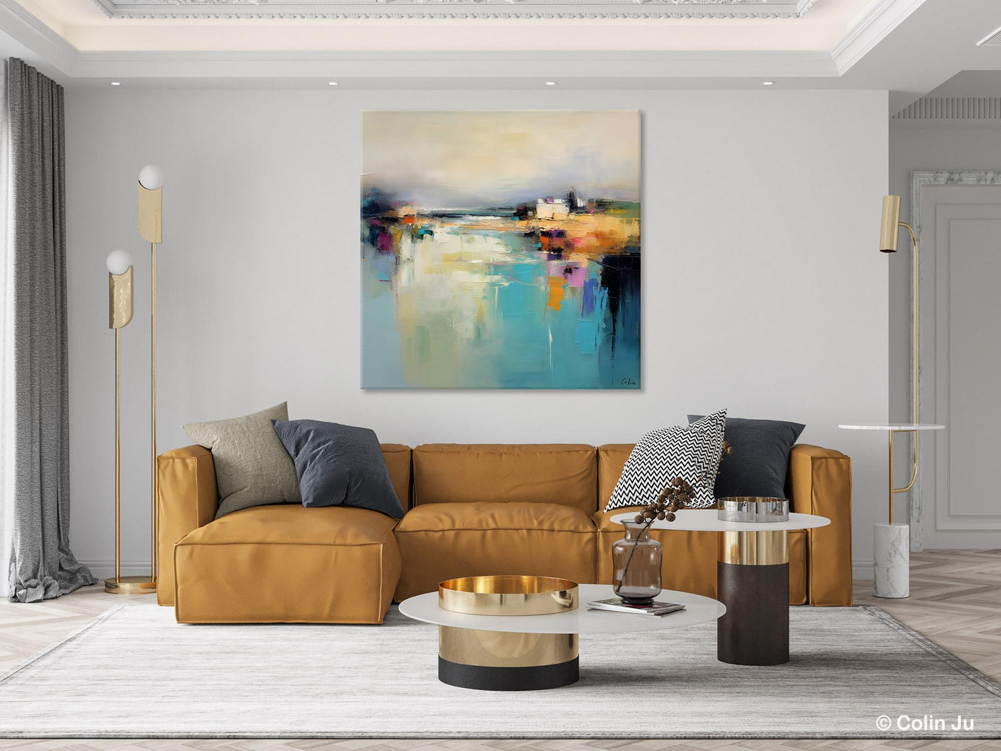 Abstract Landscape Painting on Canvas, Extra Large Original Artwork, Large Paintings for Bedroom, Oversized Contemporary Wall Art Paintings