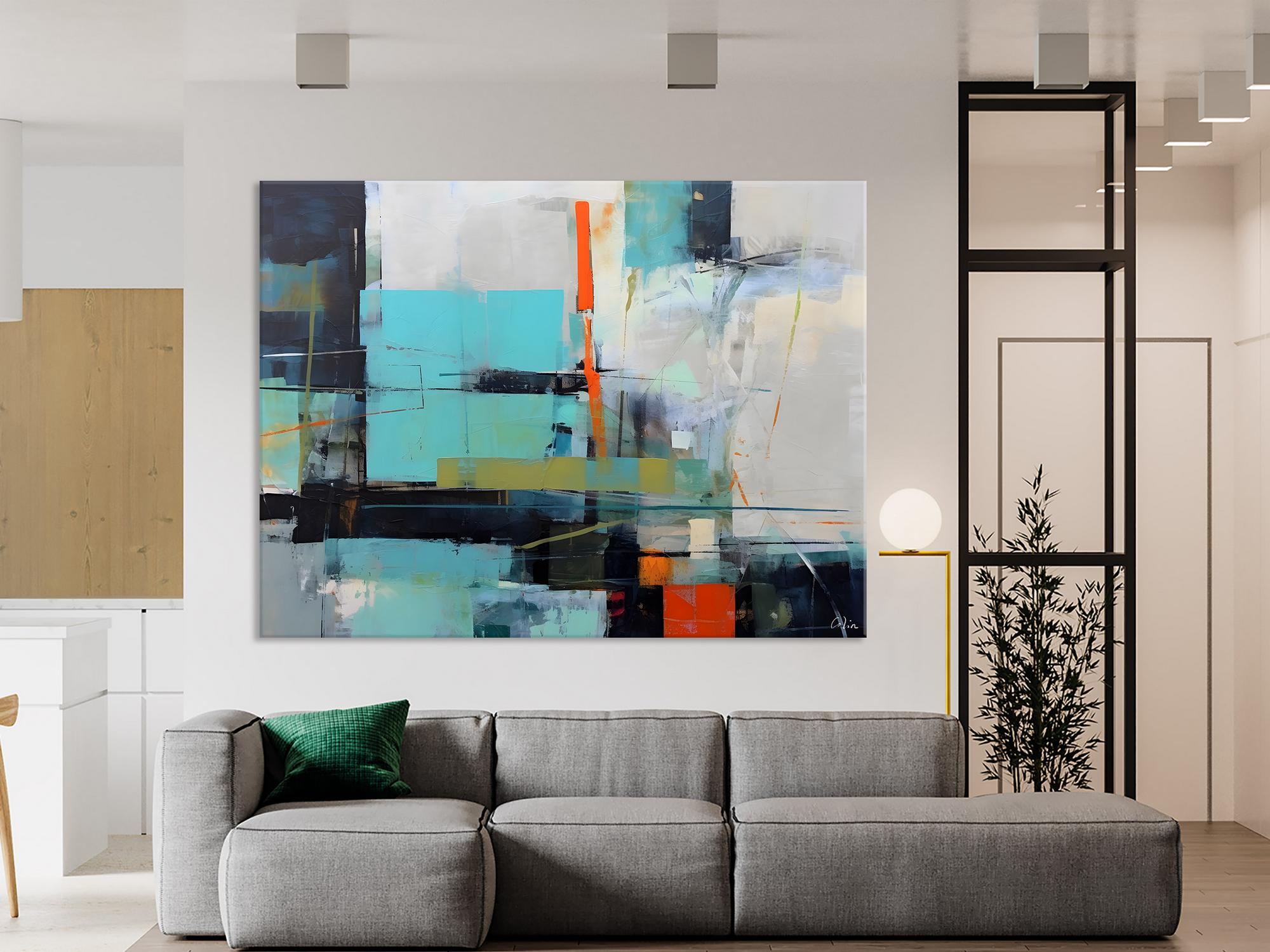 Contemporary Canvas Artwork, Large Modern Acrylic Painting, Abstract Wall Art for Dining Room, Original Hand Painted Wall Art Paintings