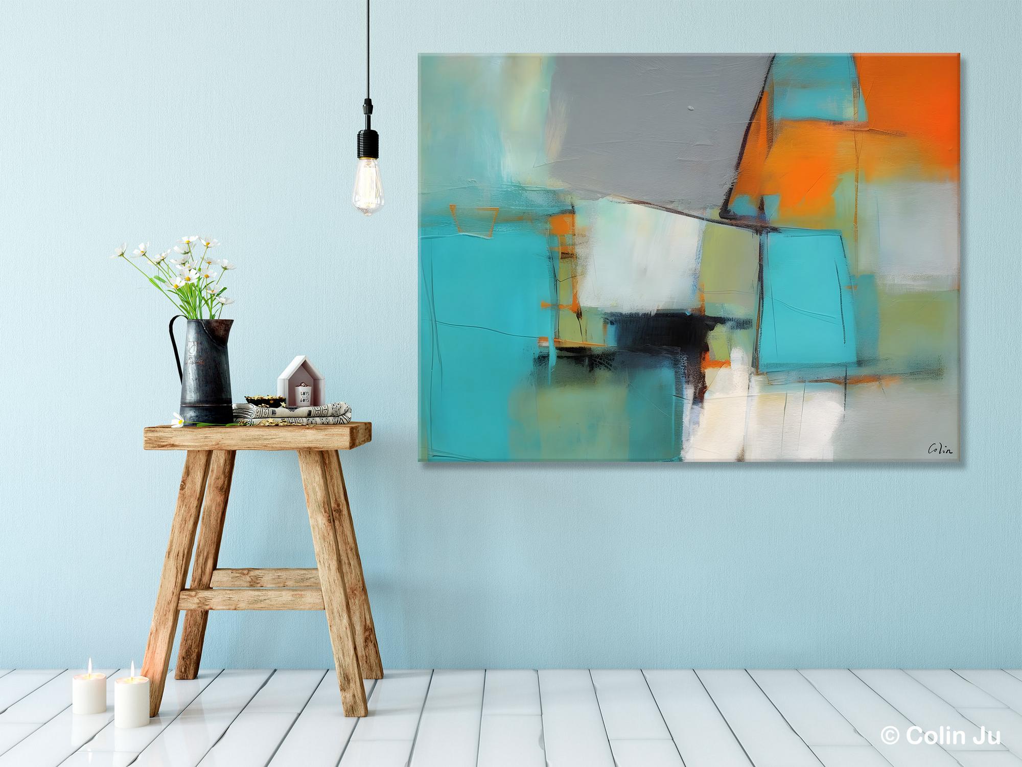 Dining Room Canvas Painting, Original Modern Acrylic Paintings, Contemporary Abstract Artwork, Large Canvas Painting for Office