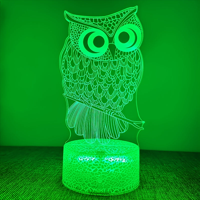 3D Night Light, Owl Shape, USB Atmosphere Desk Lamp, Bedroom Decoration, Gift For Children