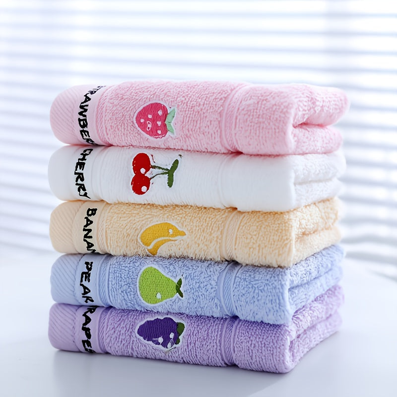 5pcs Children's Pure Cotton Cartoon Animal Primary Baby School Students Face Towel ,Soft Absorbent Household Bath 9.4*17.7inch Towel