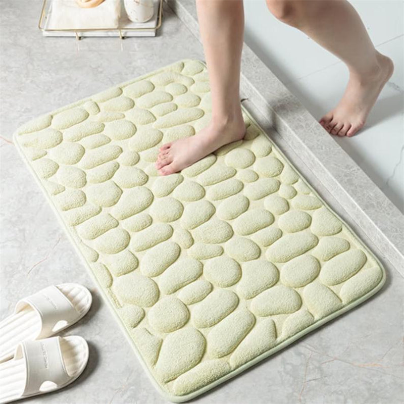 1pc Cobblestone Bathroom Rug, Non-Slip Padded Bath Mat For Shower, Comfortable Mat With Soft Cushion, Home Decor & Accessories