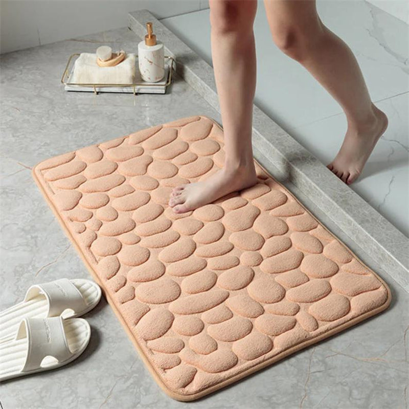 1pc Cobblestone Bathroom Rug, Non-Slip Padded Bath Mat For Shower, Comfortable Mat With Soft Cushion, Home Decor & Accessories