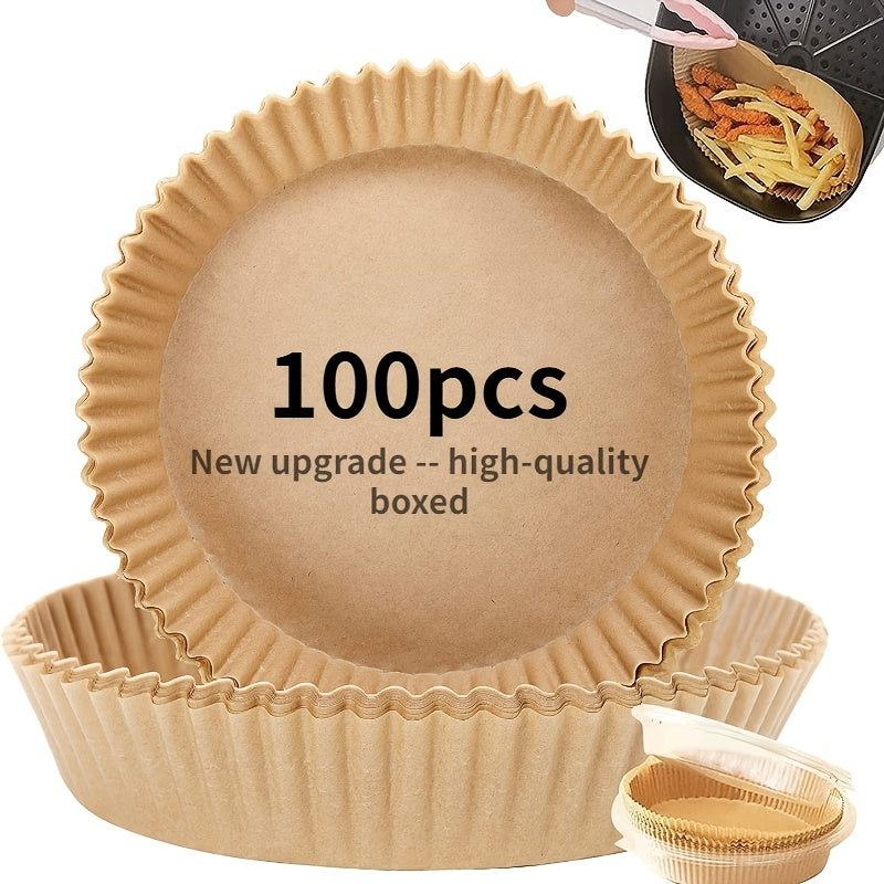 50/100pcs Air Fryer Disposable Paper Liner, Non-Stick Round Disposable Liner, Baking Paper Oil Proof, Food Grade Parchment, Used For Baking, Cooking  Microwave