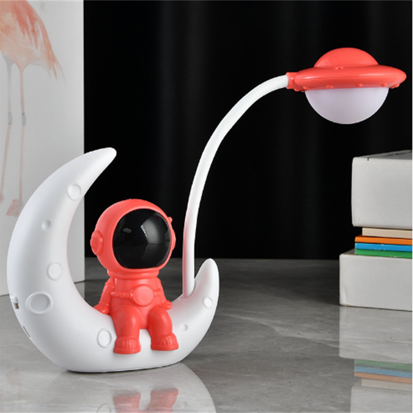 Christmas Lights, Christmas Decoration Cartoon Spaceman Astronaut Eye Protection Desk Lamp-Cartoon Moon Lamp Led Learning Eye Protection Rechargeable Desk Lamp Wireless Bedside Lamp Cute Creative Children Night Lamp