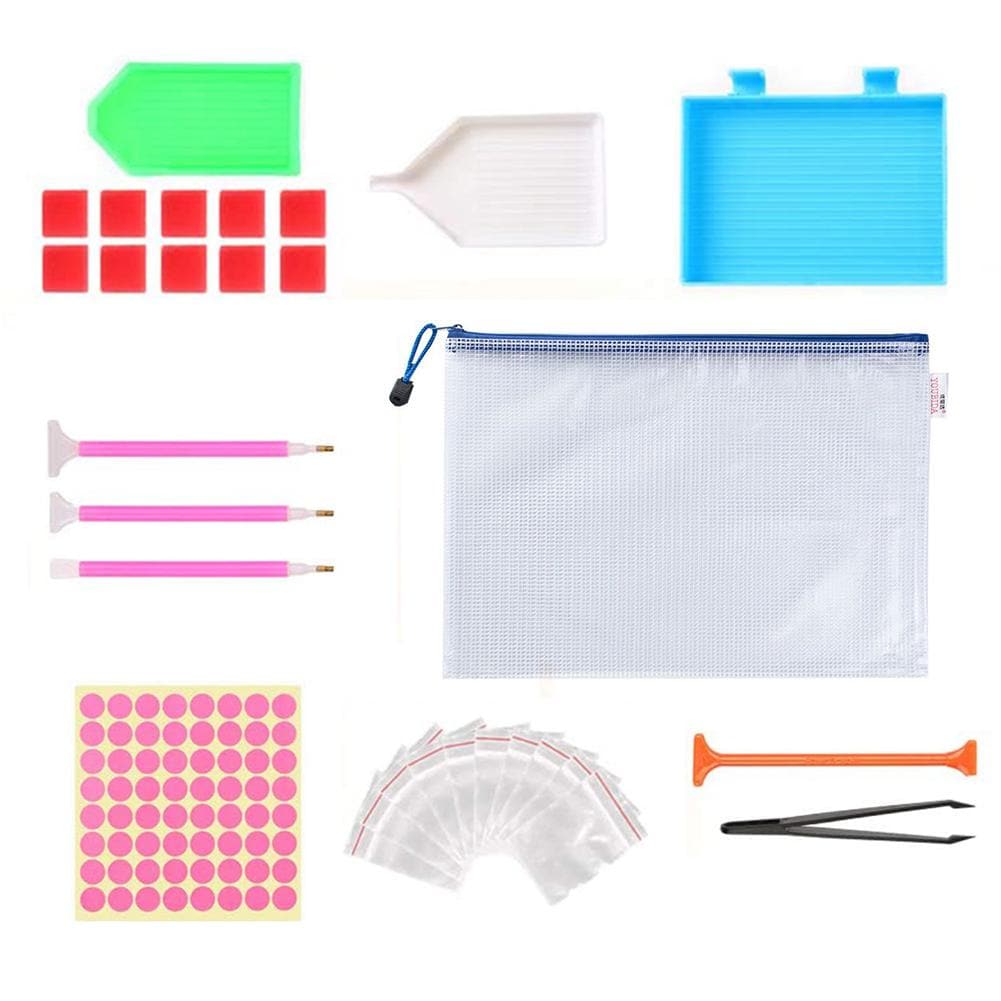 Diamond Painting Tool Kit DIY Embroidery Pen Glue Storage Box Mesh Bag Sets - artpaintingworld