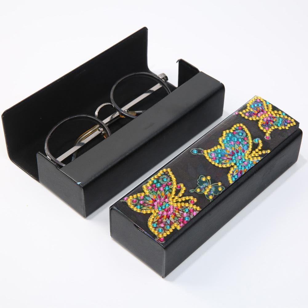 DIY Butterfly Diamond Leather Eye Glasses Box - artpaintingworld