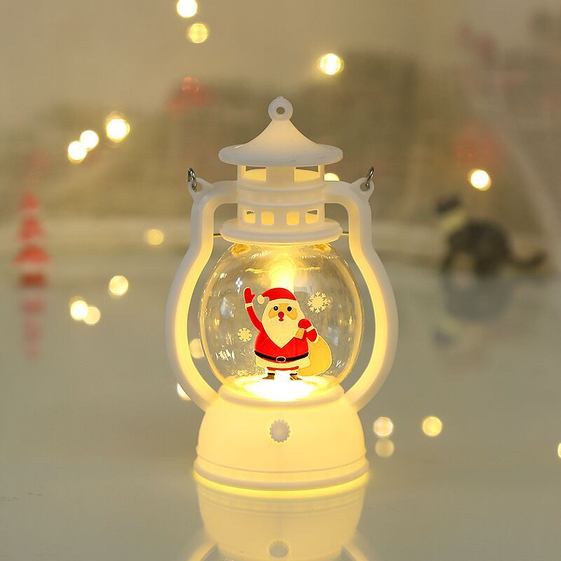 1pc Christmas Decorative Wind Lantern, Portable LED Small Oil Lamp, Glowing Lantern